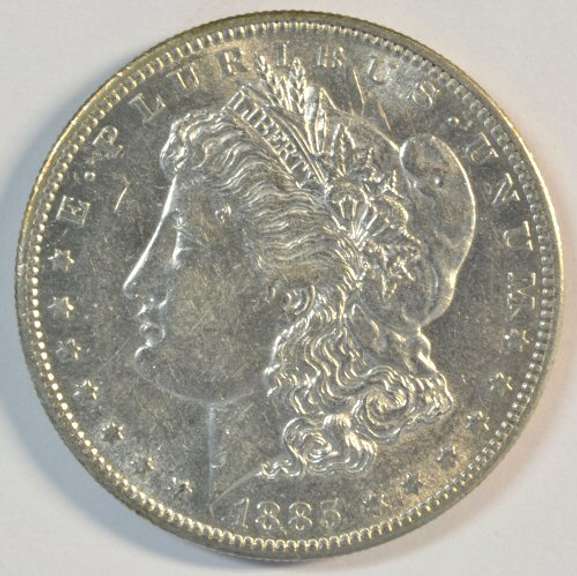 Lovely near Mint 1885-S Morgan Silver Dollar. Key date