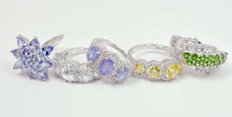 Lot of Bright Gemstone Sterling Silver Ring