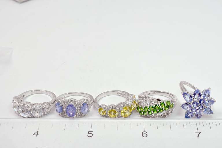 Lot of Bright Gemstone Sterling Silver Ring