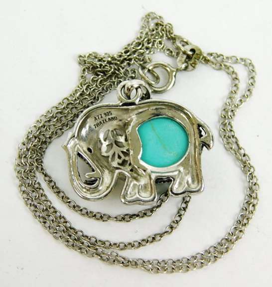 Sterling Silver Turquoise Elephant Pendant & Chain