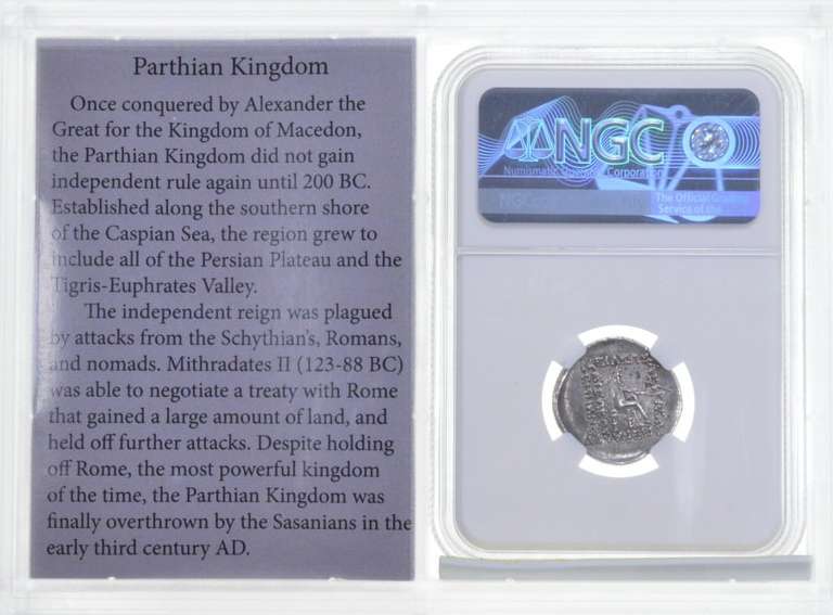 VF 121-91 BC Parthian Kingdom AR Drachm - Mithridates - Graded NGC