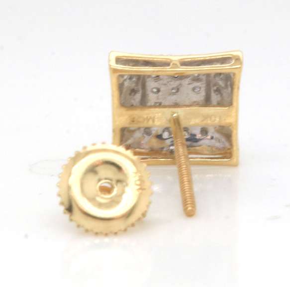 Nice Yellow Gold Diamond Sqaure Earrings