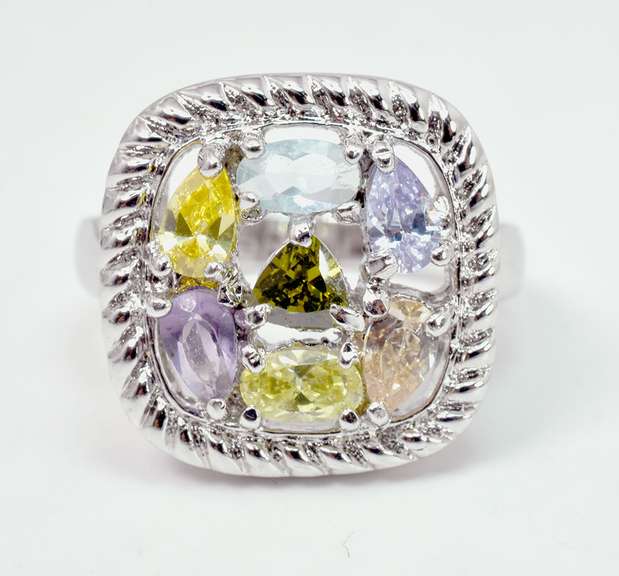 Multi-Gem Sterling Silver Ring
