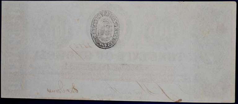 February 1st 1863 Milledgeville GA One Hundred Dollars, Very Lightly Circulated.