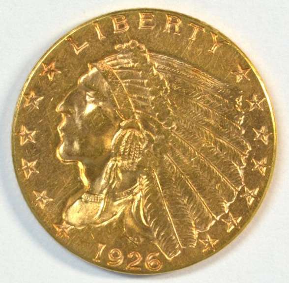 Super lovely 1926 US $2.50 Indian Gold Piece