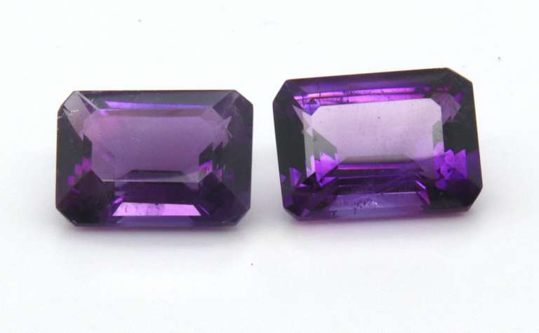 Charming Pair of Emerald Cut Amethyst Stones, 13.25ct