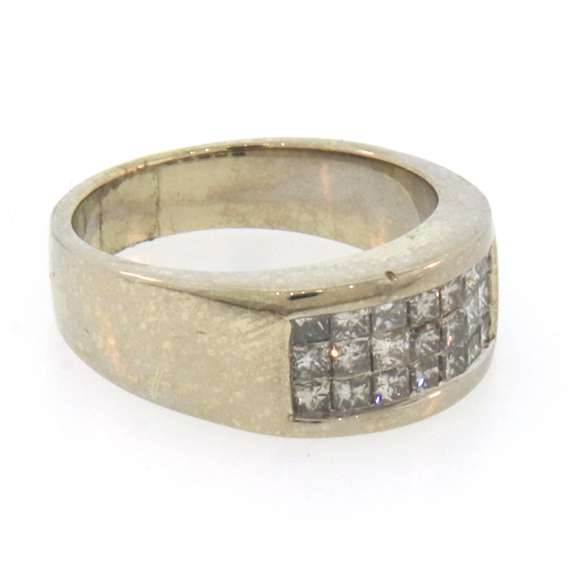 14k white gold diamond channel set band ring