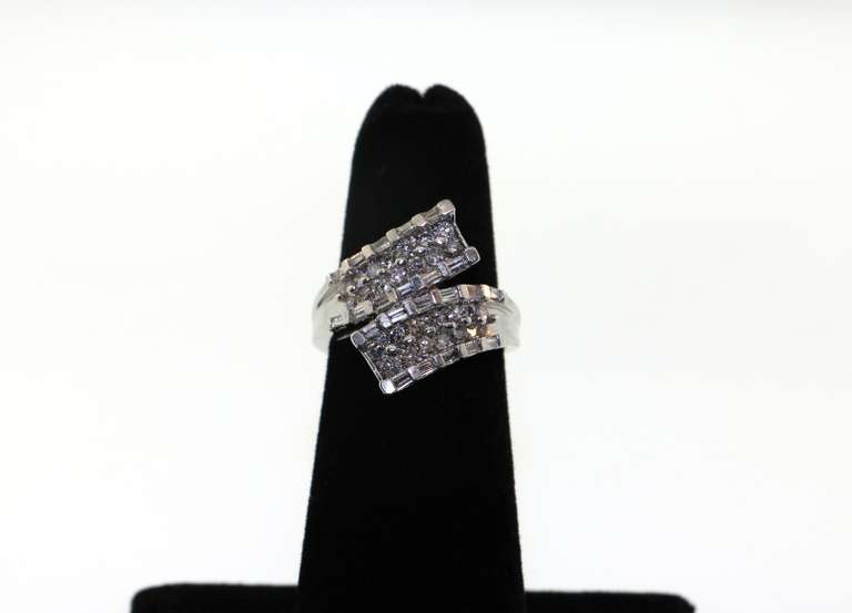 Contemporary 14kt White Gold Ring with Diamonds