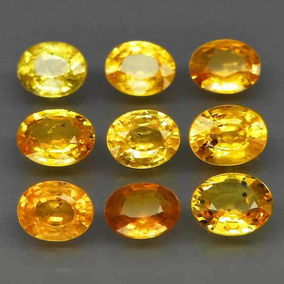 Glittering 3.86ct set of golden Songean Sapphires