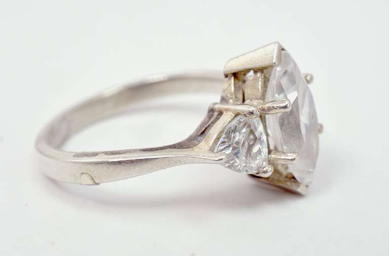 Bright Crystals Set in Sterling Silver Ring