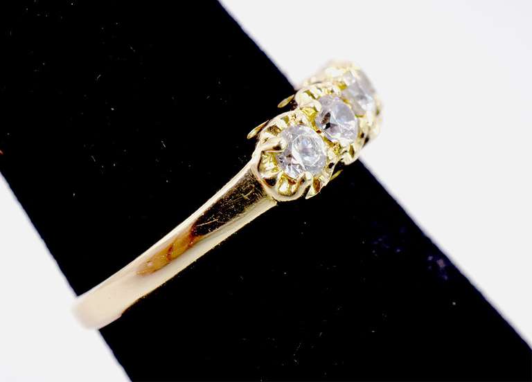 Sparkling 14K Yellow Gold Ring with Mounted CZ Crystals