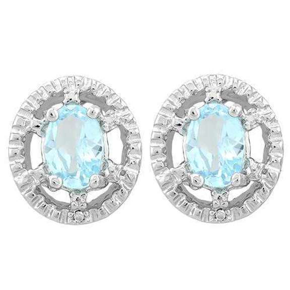 1 1/5 CARAT BABY SWISS BLUE TOPAZ 925 STERLING SILVER EARRINGS