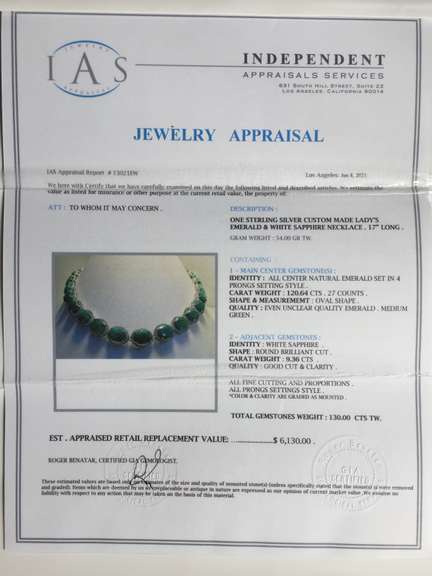 Majestic 176.54CTW Emerald & Sapphire Necklace in Sterling Silver