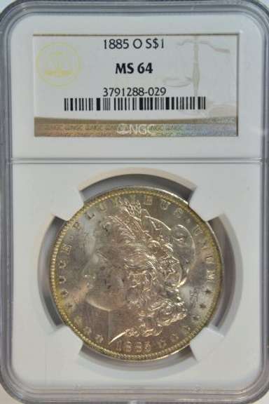 Nearly Gem BU 1885-O Morgan Silver Dollar. NGC MS64