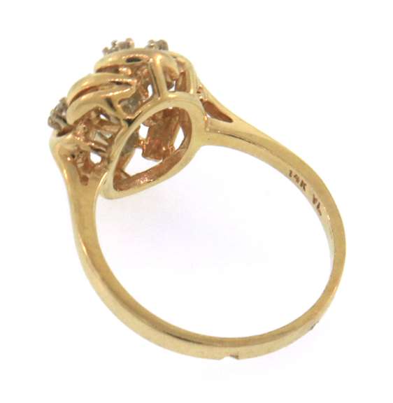 Unique 14k yellow gold diamond cluster ring
