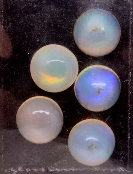 Perfect Group of 5 Round Cut Opal Gemstones, 5.00cts