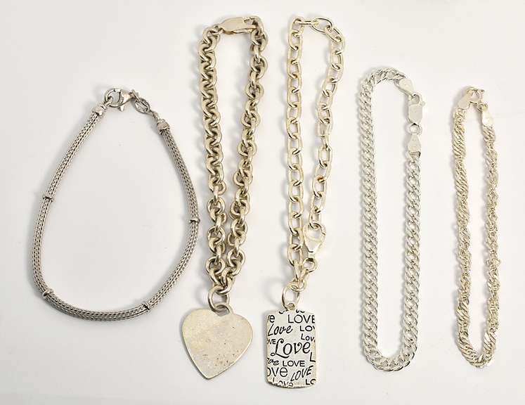 Diverse Group of 5 Sterling Bracelets