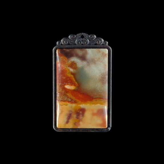 Artistic 138.19ct framed Succor creek painted Jasper pendant