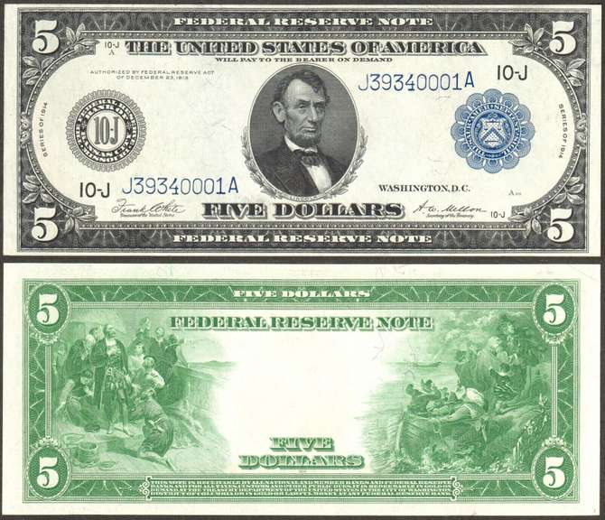 $5 1914 FRN Fr. 883a Kansas City Choice Uncirculated.