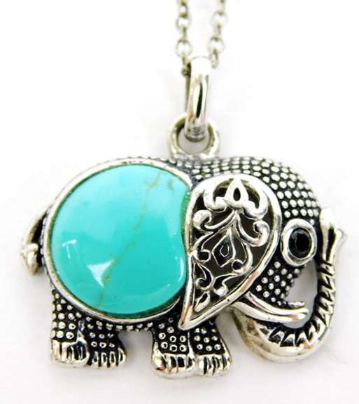 Sterling Silver Turquoise Elephant Pendant & Chain