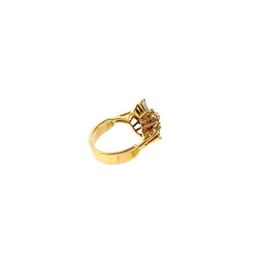 Unique Round & Baguette Diamond Cluster Ring in 14kt Yellow Gold