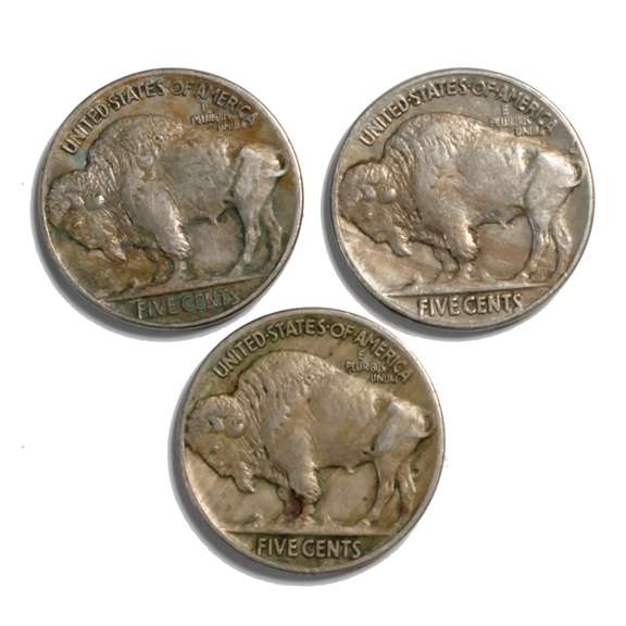 Full Horn 1914 1917 & 1919 Buffalo Nickels