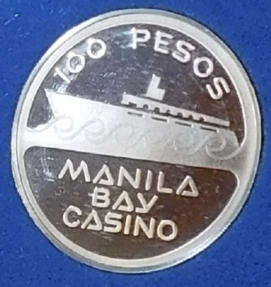 Franklin Mint: Sterling Sil Casino Chip, 100 Pesos, Manila