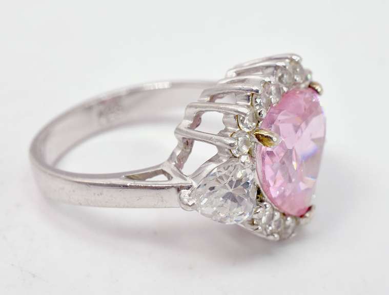 Heart Shaped Crystal Sterling Silver Ring