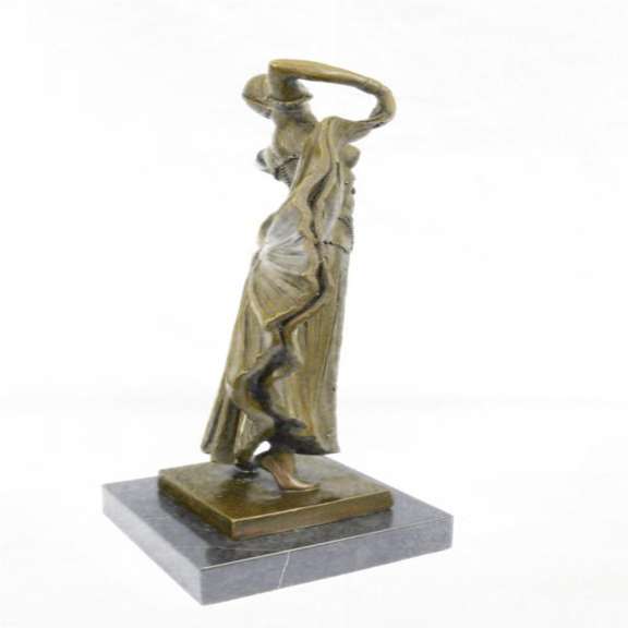 Dancer Bronze Sculpture on Marble Base Figurine