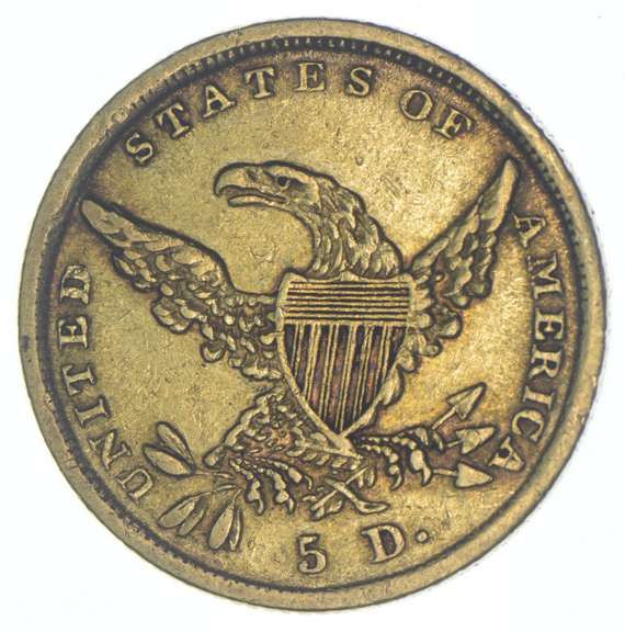 1838-D $5 Classic Head Gold Half Eagle - OBV Scratched