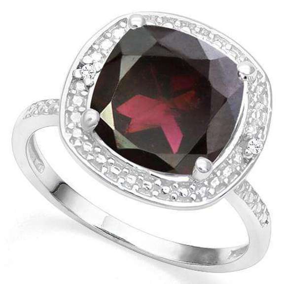 5.09 CT GARNET & DIAMOND 925 STERLING SILVER RING