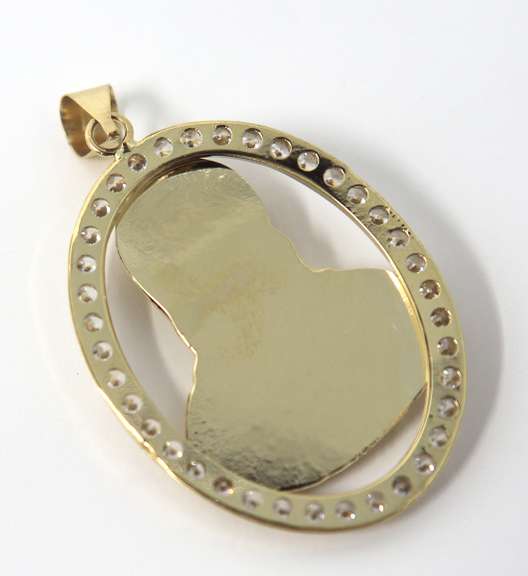 Yellow Gold Jesus Pendant with Cubic Zirconia