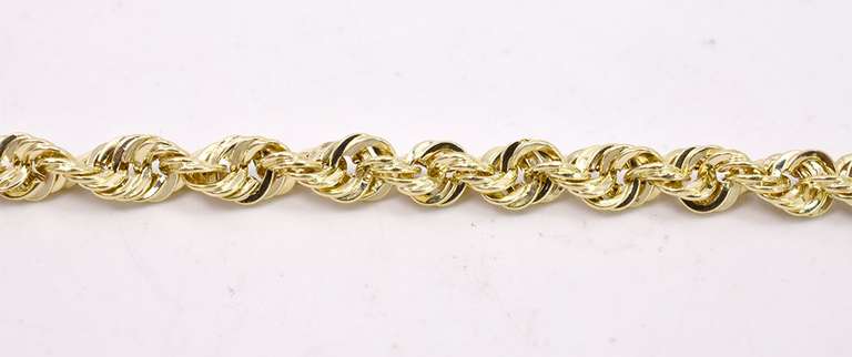 Brightly polished Rope Chain Bracelet in 14K Yellow Gold