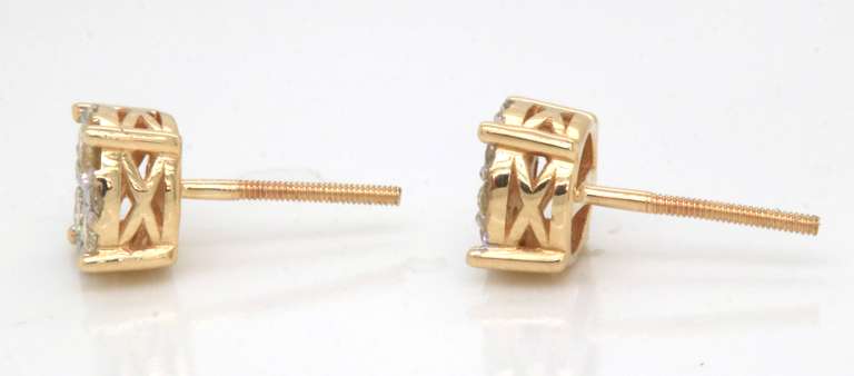 Brilliant Yellow Gold Diamond Earrings
