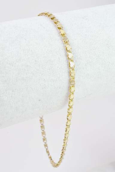 Romantic Heart Link Anklet in 14K Yellow Gold