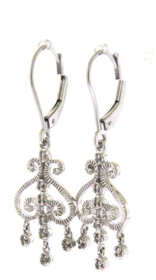 Fabulous White Gold Art Deco Diamond Dangle Earrings