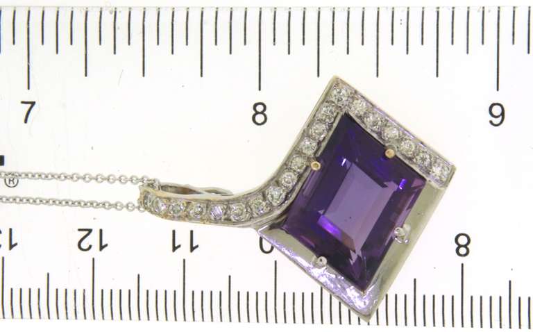 Master Piece Amethyst & Diamond Abstract Pendant on Chain
