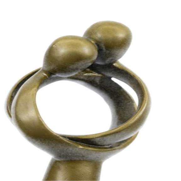 Male and Female Kissing Bronze Sculpture Marble Base Figurine