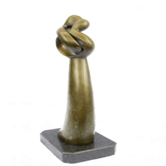 Male and Female Kissing Bronze Sculpture Marble Base Figurine