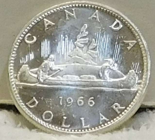 1966 Unc. Canada Silver (800) Dollar, brilliant, flashy, sharp