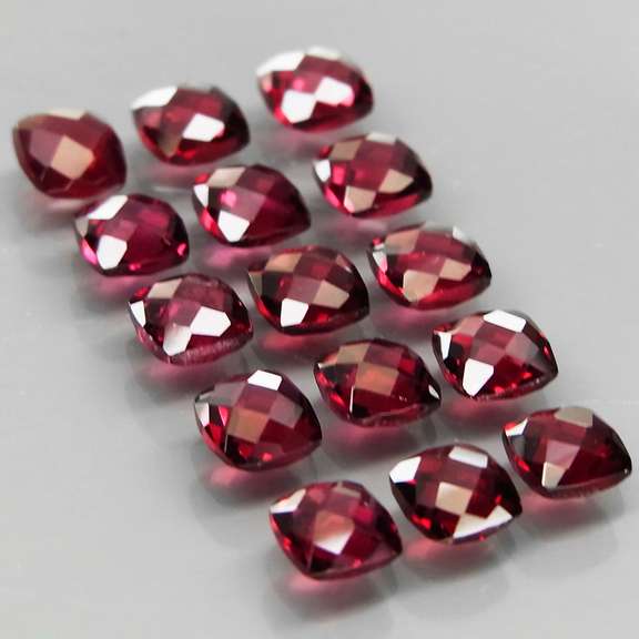Double checker cut! 6.97ct violet red Rhodolite Garnet set