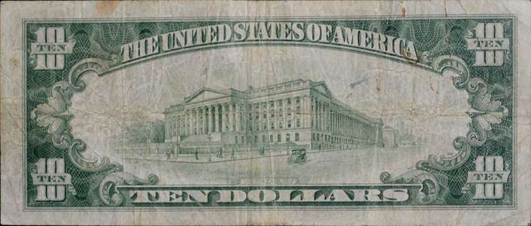 $10 First Wisconsin National Bank Of Milwaukee, Series 1929 Type 2, Circulated.
