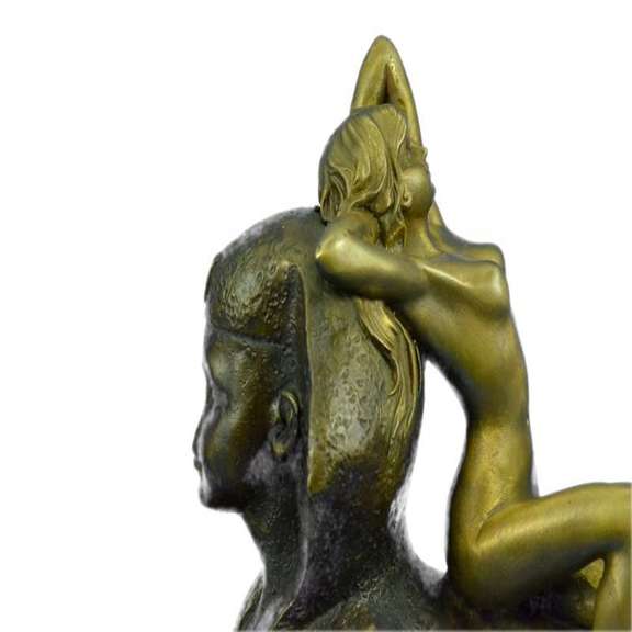 Egyptian Pyramid Famous Sphinx Creature Bronze Sculpture Mythological Art Statue