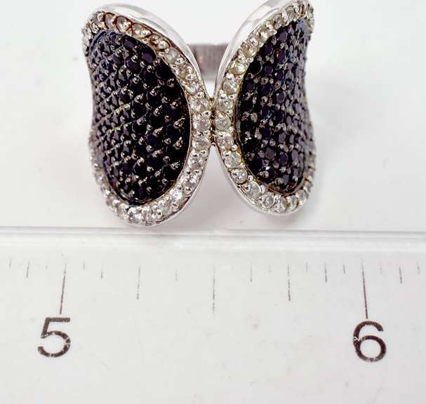 Wrap Style Ring with Crystal Accents in Sterling Silver