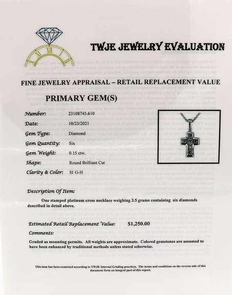 Dazzling Platinum Cross Pendant on Chain