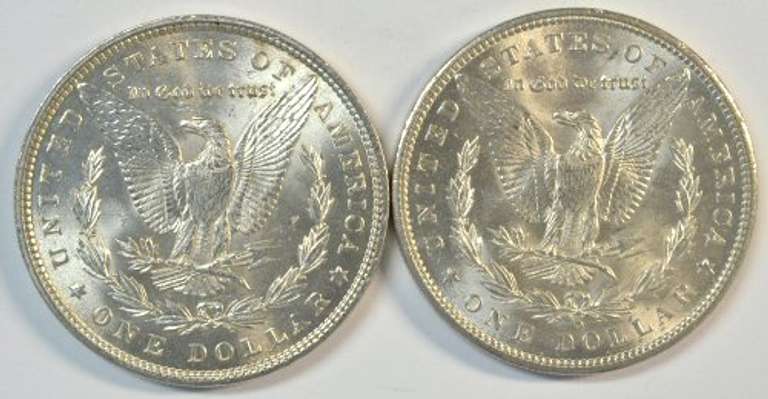 Choice BU 1885 & 1900-O Morgan Silver Dollars