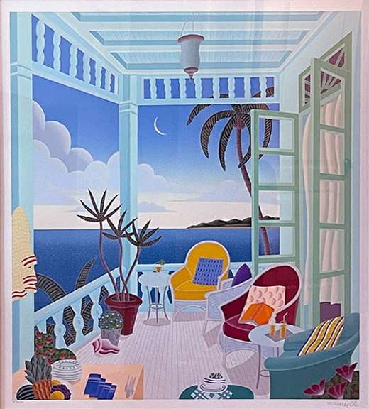 Large McKnight Hand Signed Serigraph, Green Porch