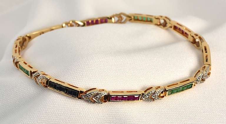 Colorful Ruby, Emerald, & Sapphire Bracelet