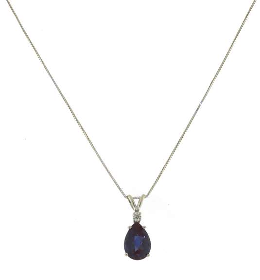 Set of Synthetic Alexandrite Pear Shaped Pendant and Earrings