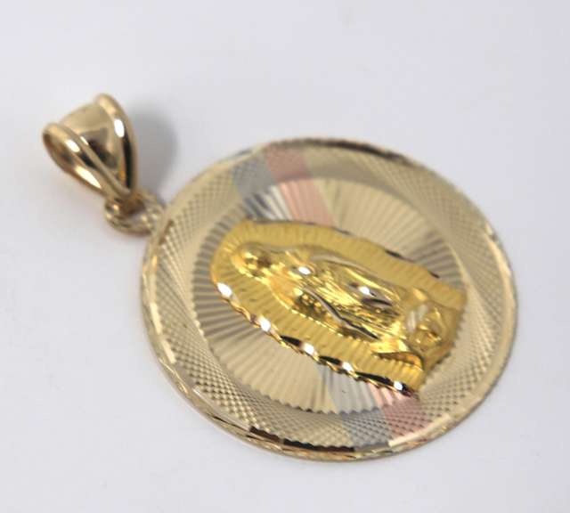 Stunning Yellow Gold Saint Jude Round Pendant